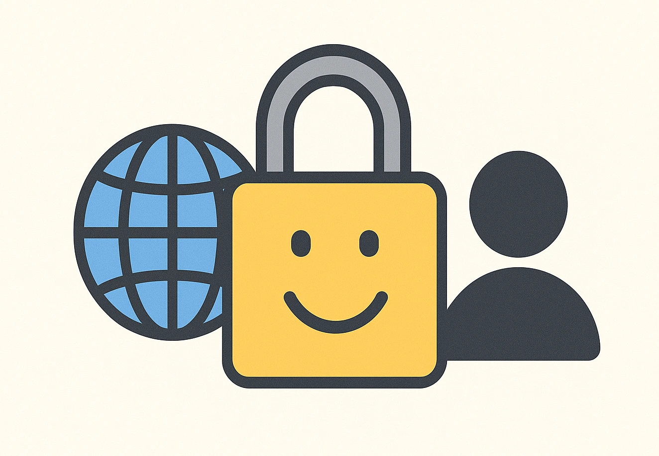 Global network travel privacy policy illustration showing secure data and user protection